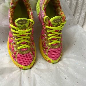 Asics Bright Pink and Lime Sneakers